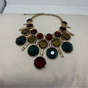 Source Unknown Gold-Tone Necklace with Multicolor Stones